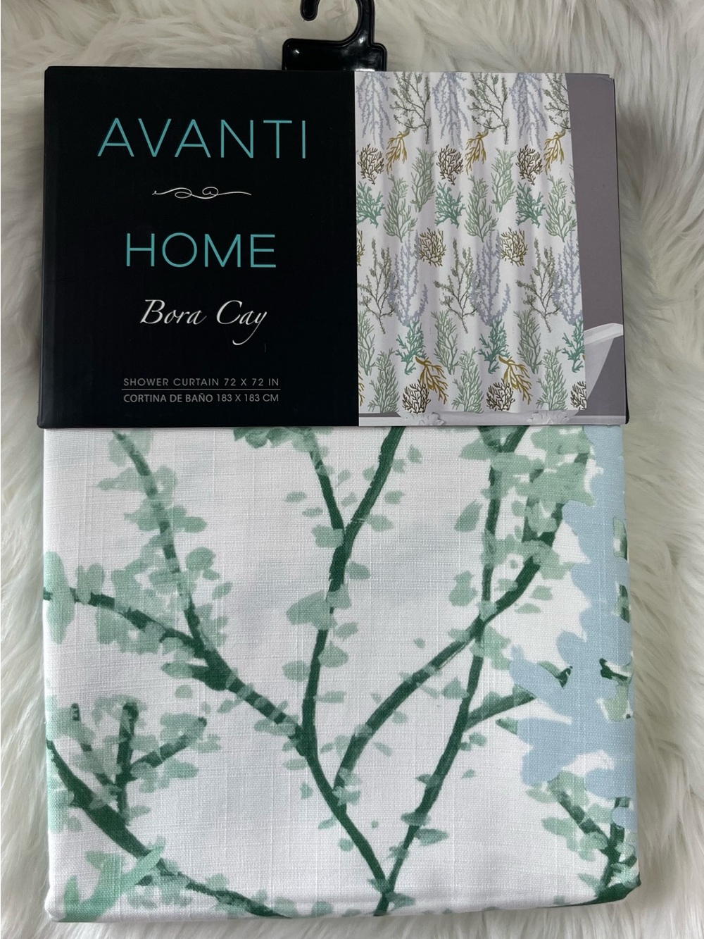 Avanti Home Bora Cay Botanical Shower Curtain Green White 72x72